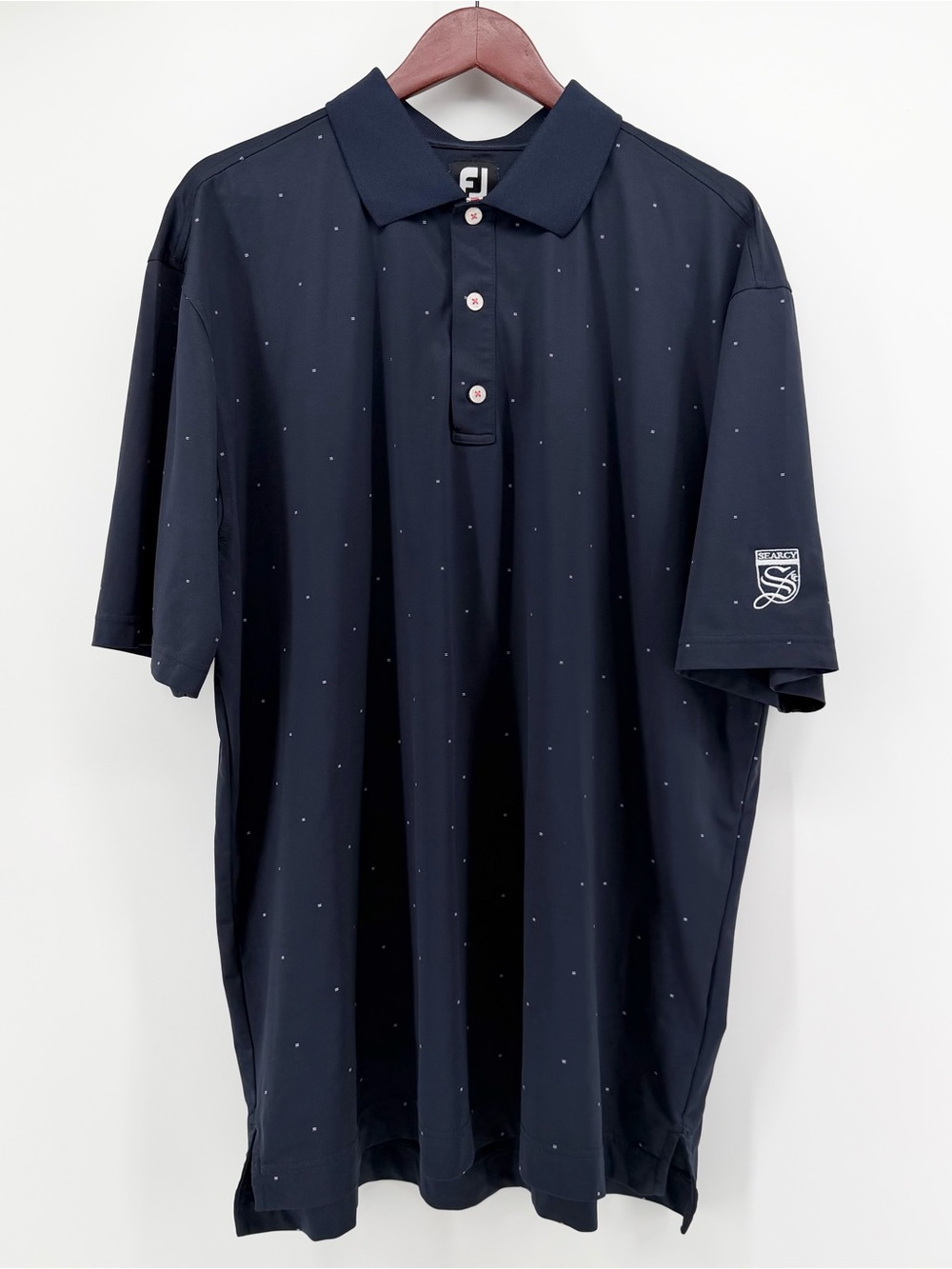 FootJoy XL Golf Polo Shirt Navy Blue Micro Dash Pattern Searcy Country Club